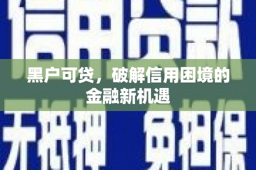 衡水黑户可贷，破解信用困境的金融新机遇